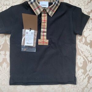 Burberry Kids Polo with Black and Checkered Collar